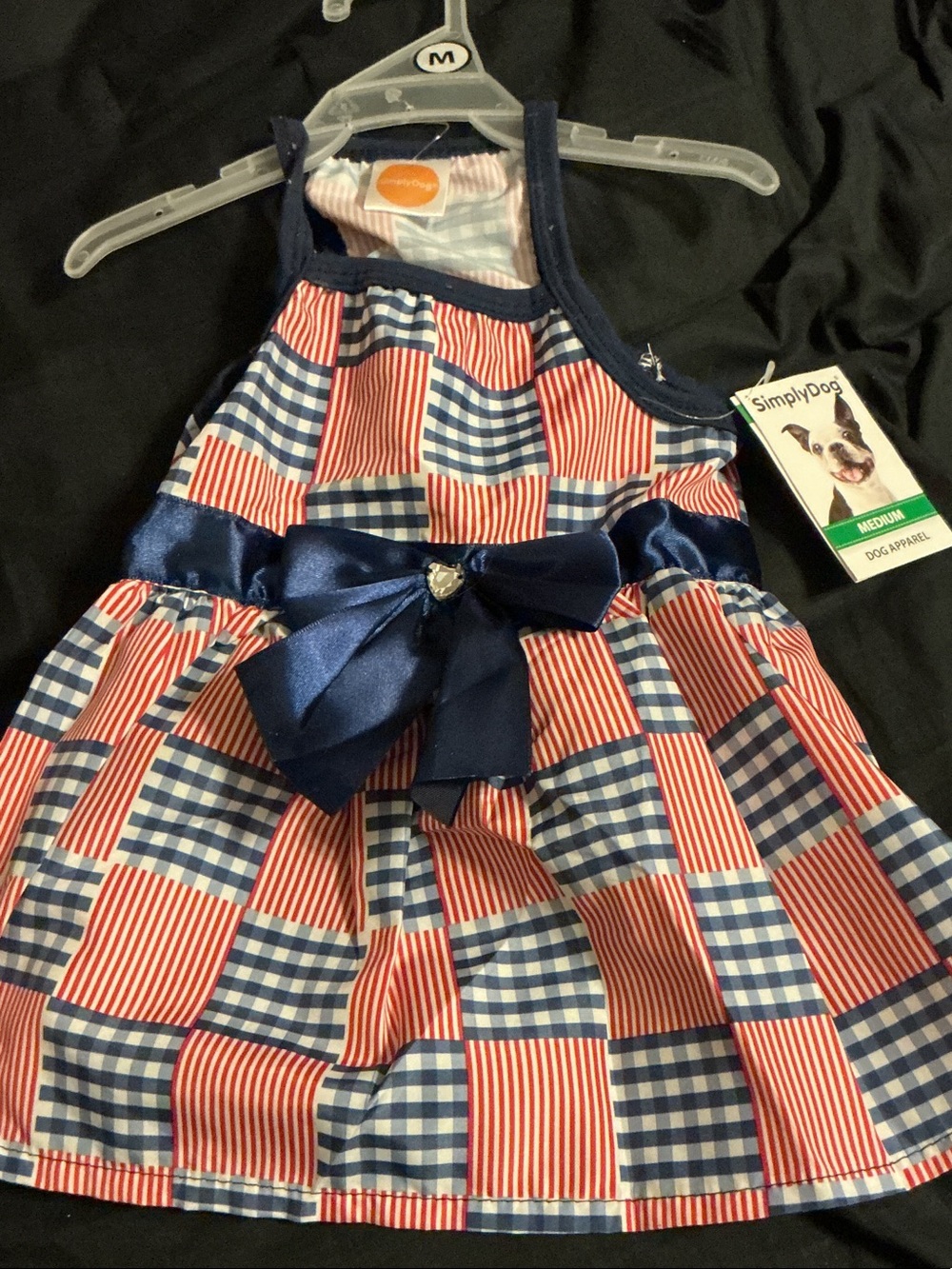 Red & Blue Plaid Bow Dog Dress - Medium